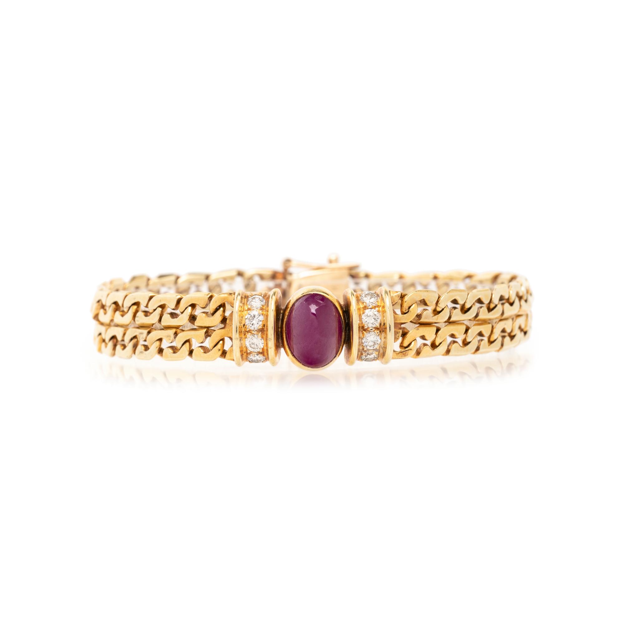 YELLOW GOLD, RUBY AND DIAMOND BRACELET
