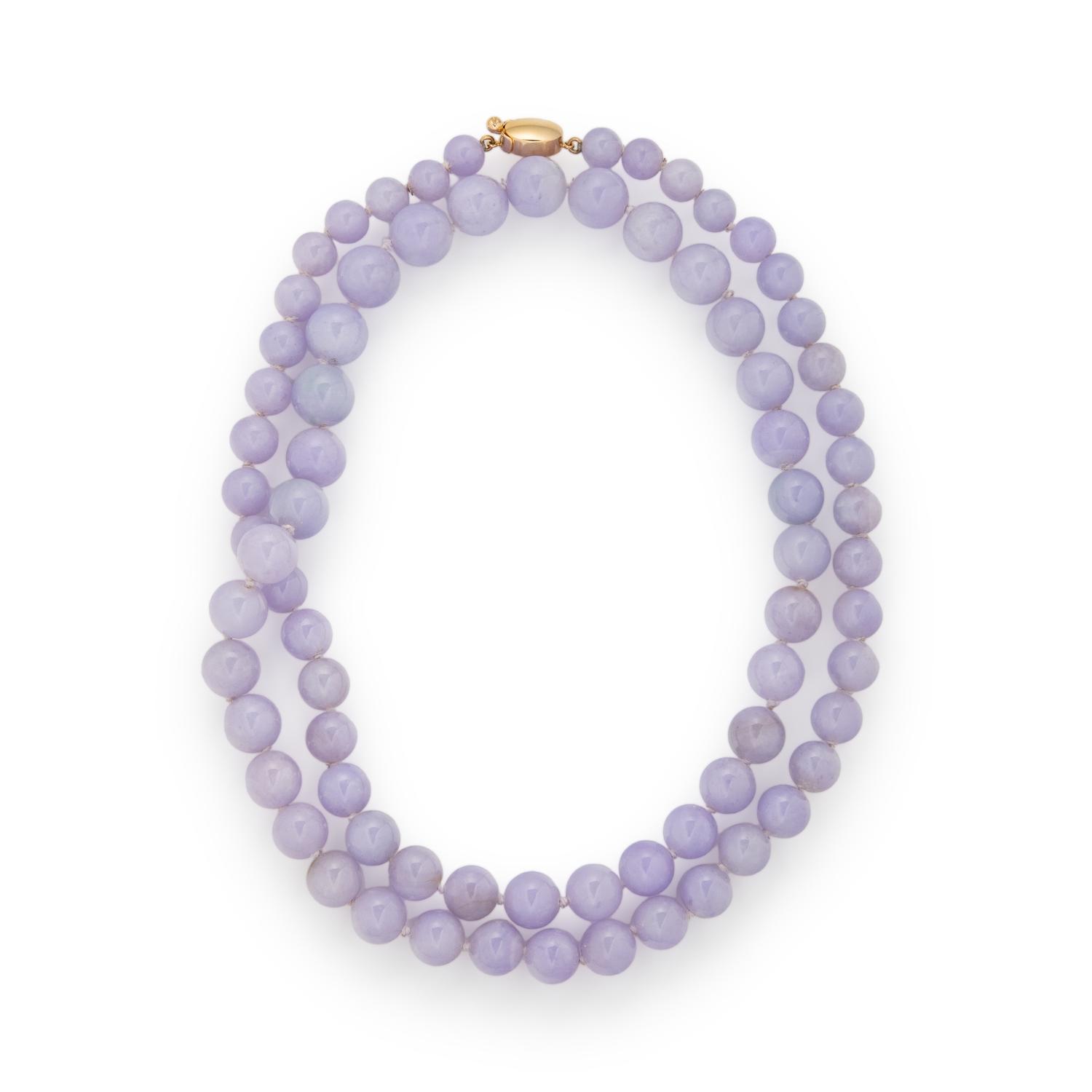 GUMP'S, LAVENDER JADE BEAD NECKLACE