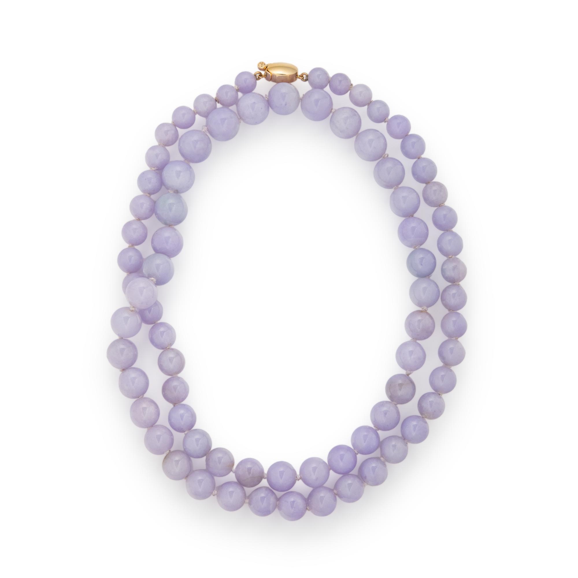 GUMP'S, LAVENDER JADE BEAD NECKLACE