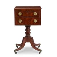 Classical figured mahogany two-drawer sewing table circa 1825