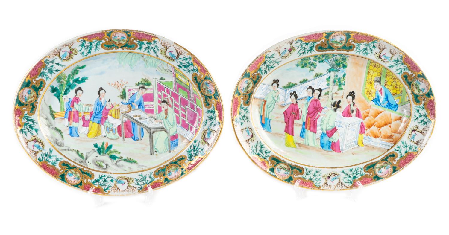 A Pair of Chinese Export Famille Rose Porcelain Platters — CIRCA 1840