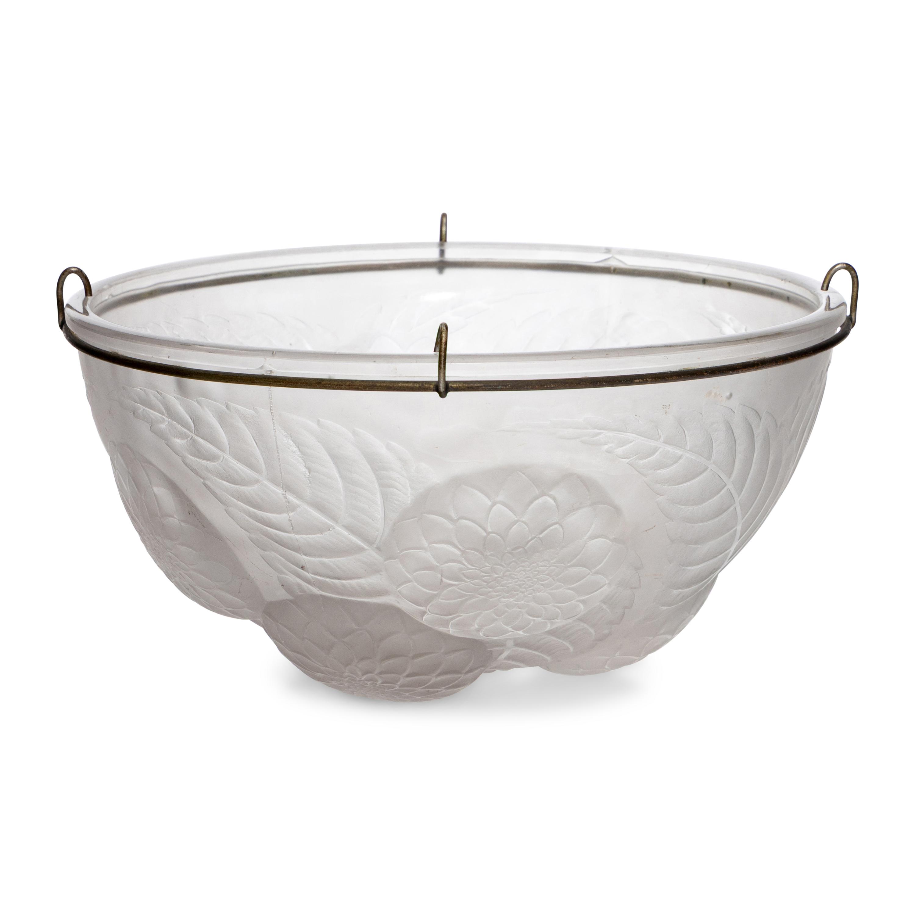 A Lalique Dahlias Plafonnier