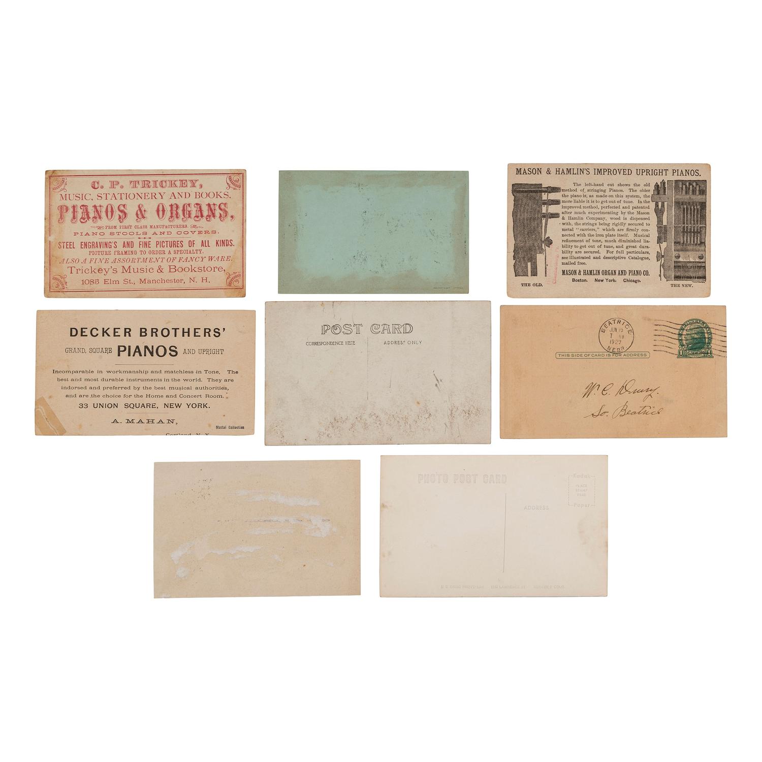 [EARLY PHOTOGRAPHY - RECORDING & LISTENING DEVICES]. A collection of 100+ photographs and advertisements mostly featuring subjects with Edison phonographs and other listening and recording devices, including: