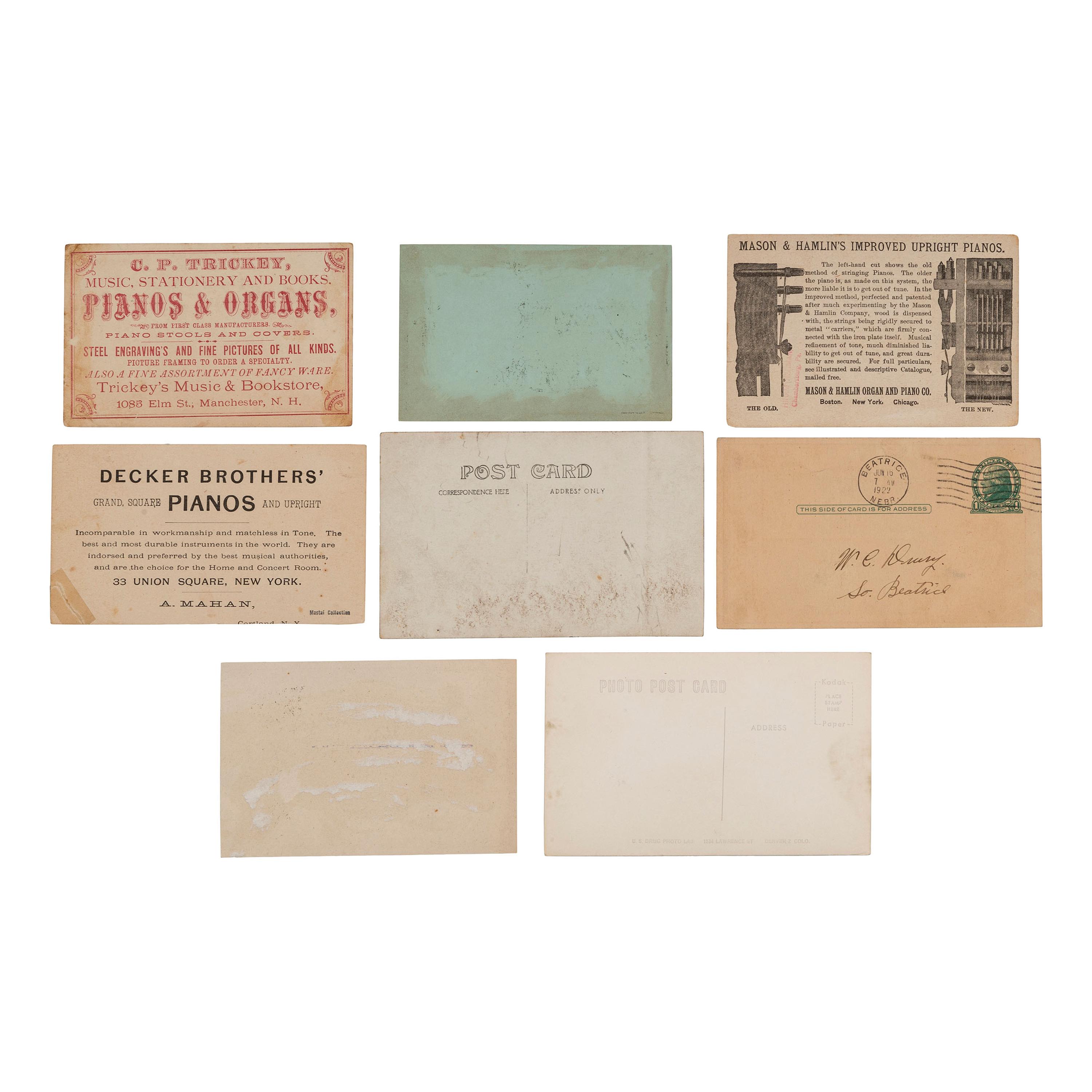 [EARLY PHOTOGRAPHY - RECORDING & LISTENING DEVICES]. A collection of 100+ photographs and advertisements mostly featuring subjects with Edison phonographs and other listening and recording devices, including: