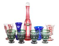 A Collection of Bohemian Cut to Clear Glass Articles Height of tallest 15 1/2 inches.