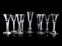 A Collection of Nine English Air Twist Wine and Ale Glasses