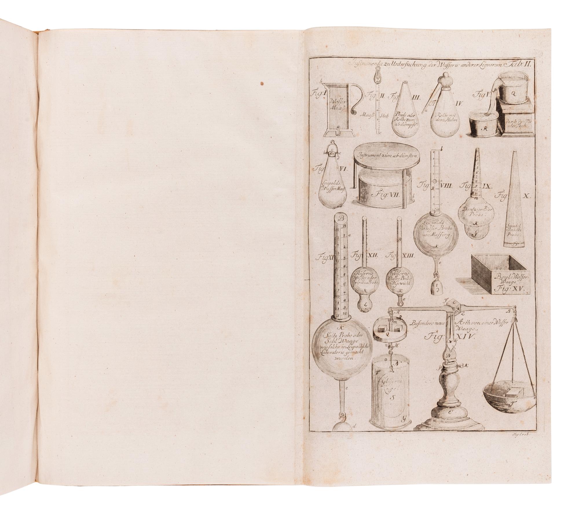 LEUPOLD, Jacob (1674-1727). Theatrum machinarum hydrotechnicarum. Schau-Platz der Wasser-Bau-Kunst . Leipzig: Christoph Zunkel, 1724.