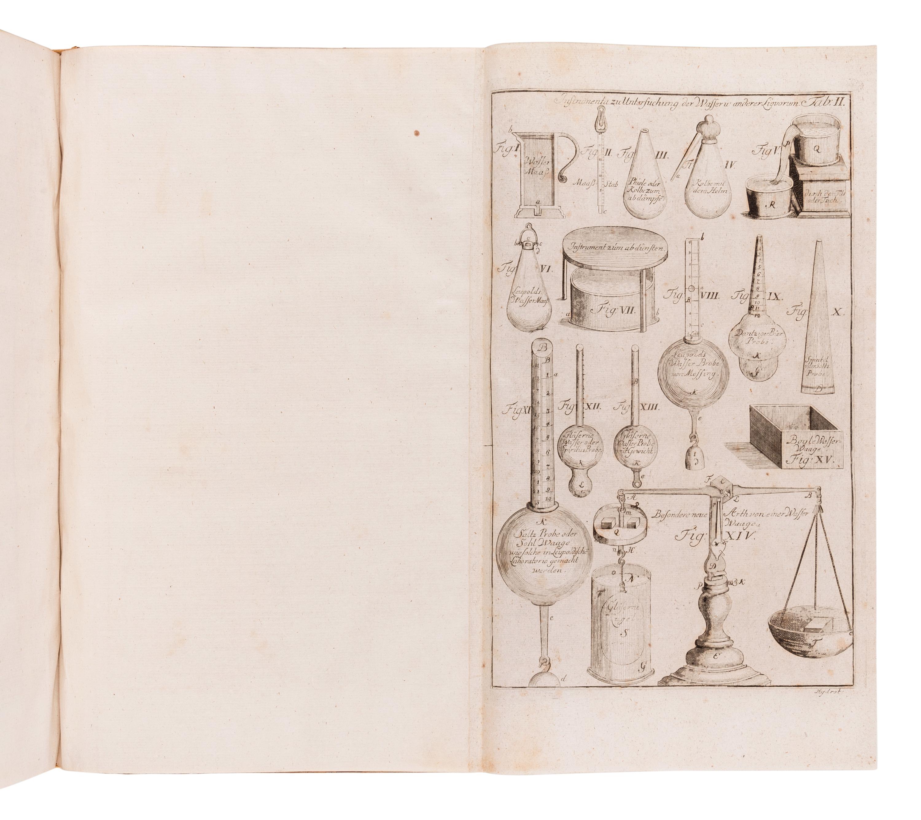 LEUPOLD, Jacob (1674-1727). Theatrum machinarum hydrotechnicarum. Schau-Platz der Wasser-Bau-Kunst . Leipzig: Christoph Zunkel, 1724.