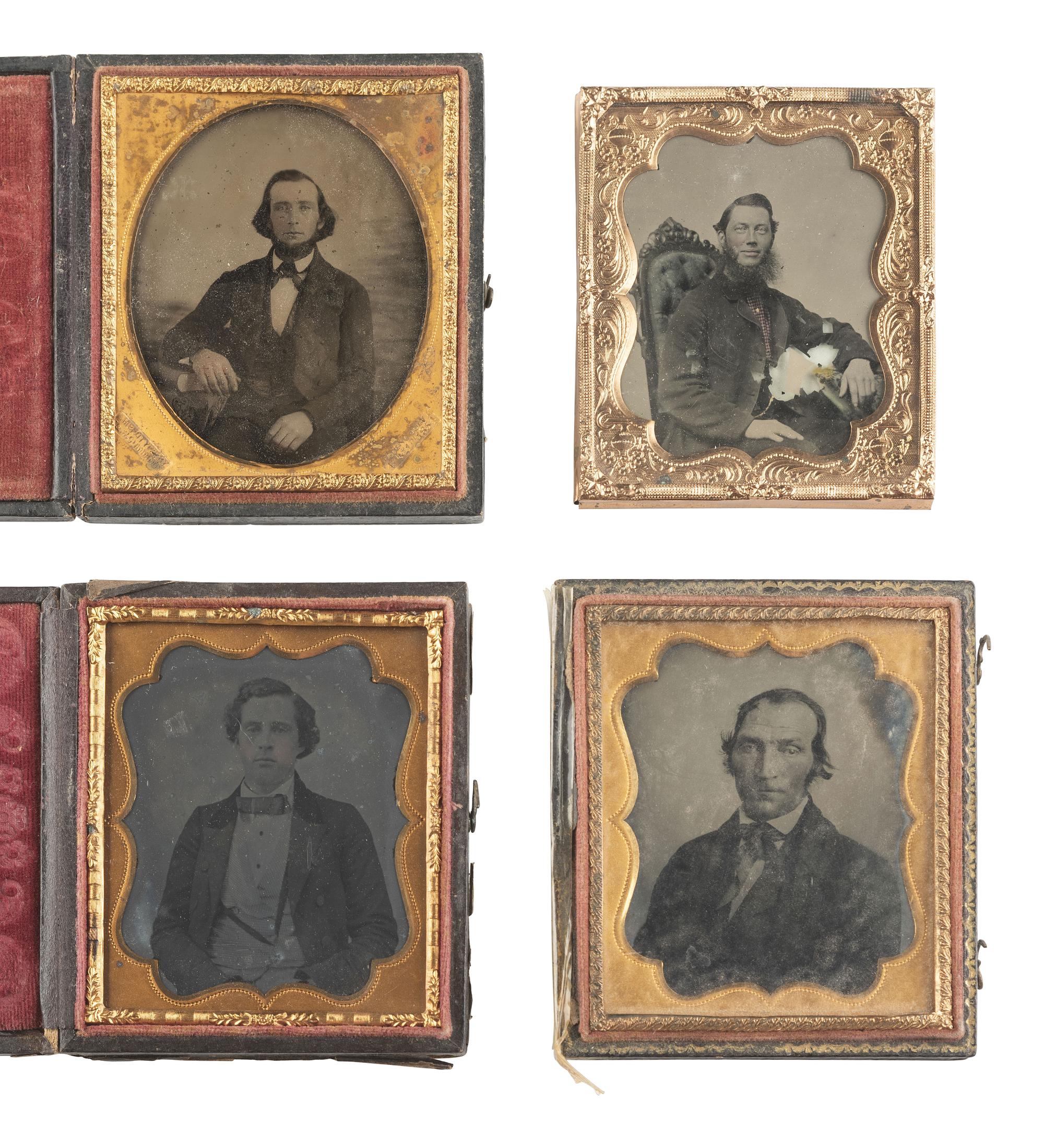 [EARLY PHOTOGRAPHY]. 32 ambrotypes and tintypes of men of varying ages.
