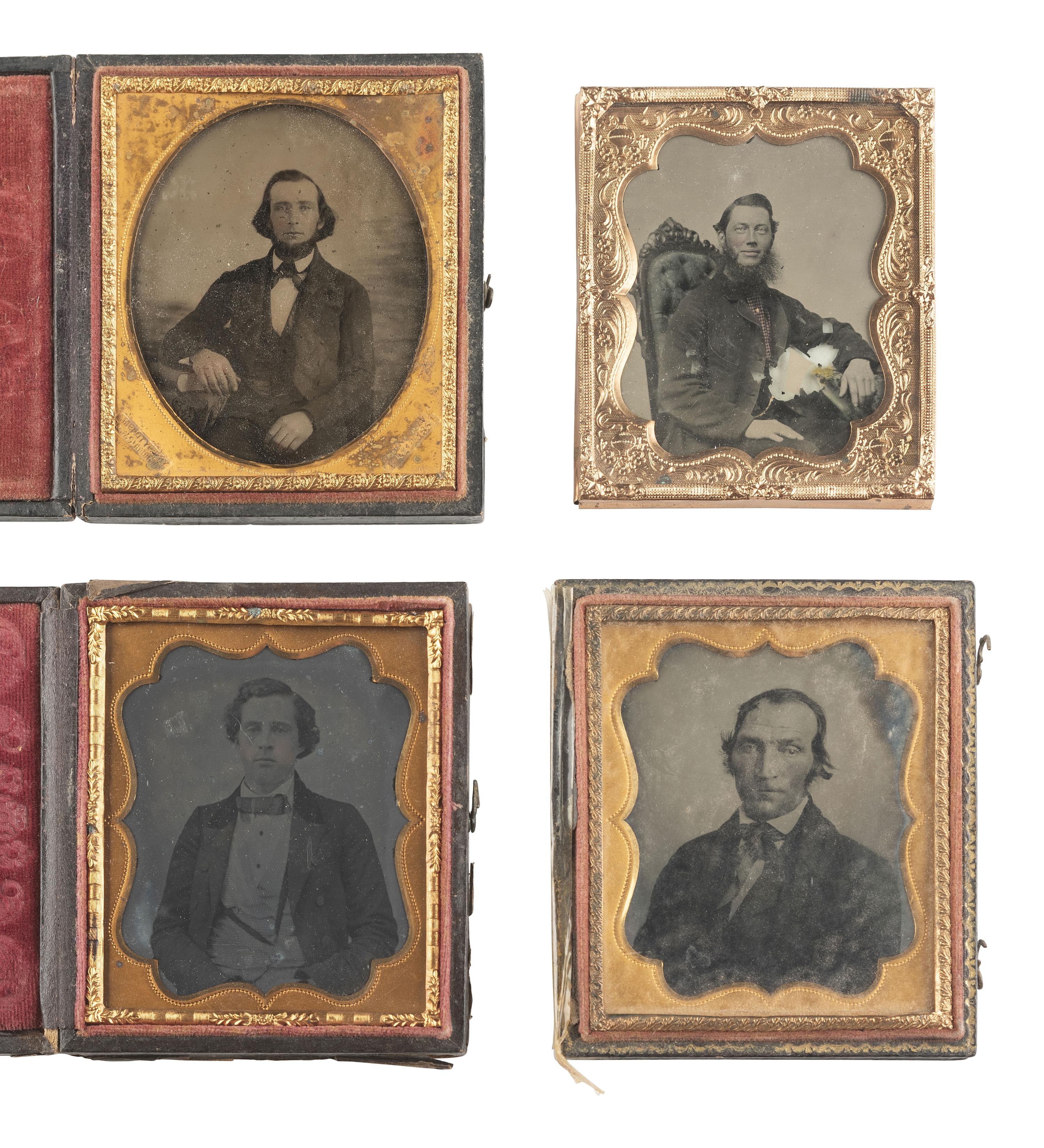 [EARLY PHOTOGRAPHY]. 32 ambrotypes and tintypes of men of varying ages.