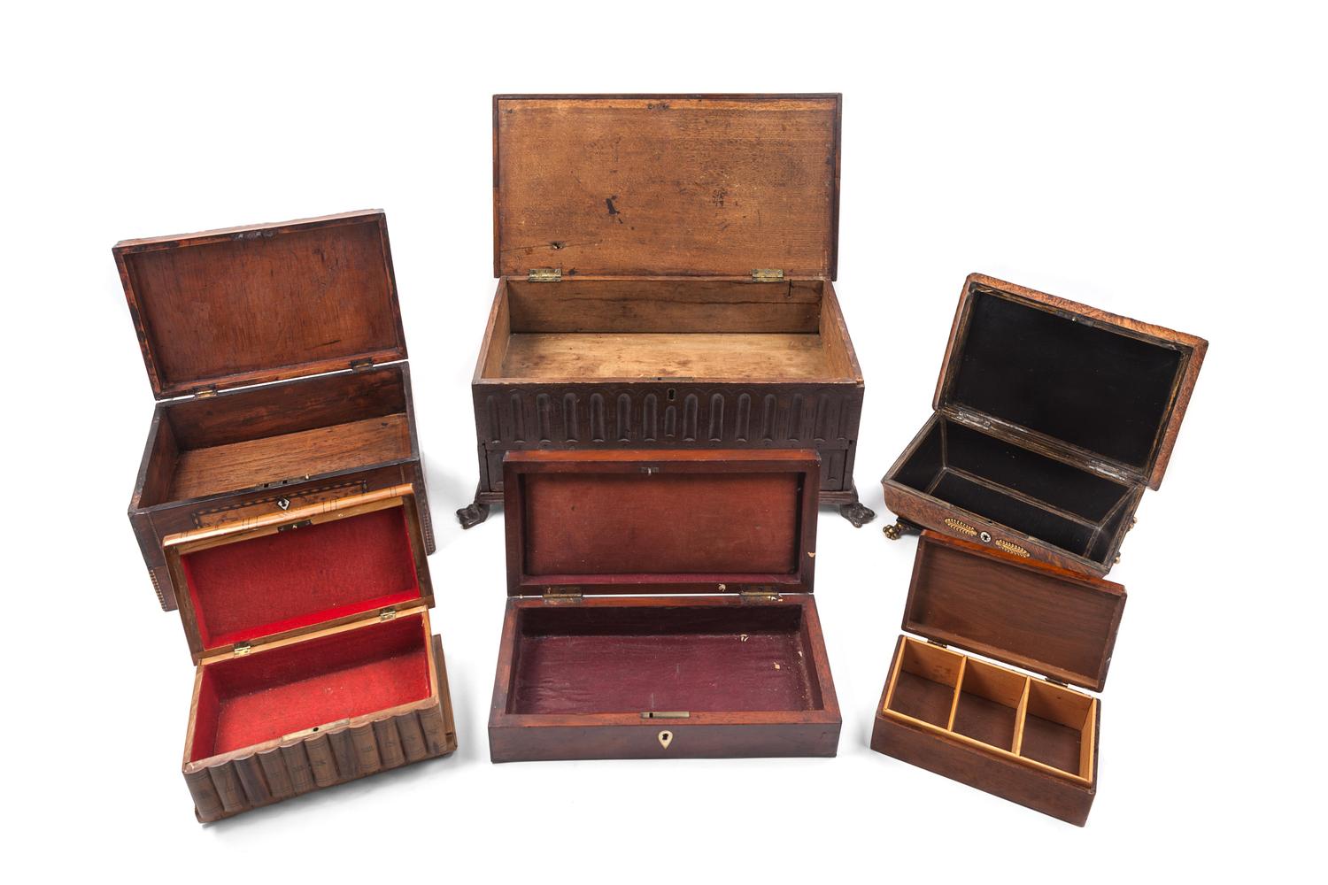 A Collection of Wood Table Caskets