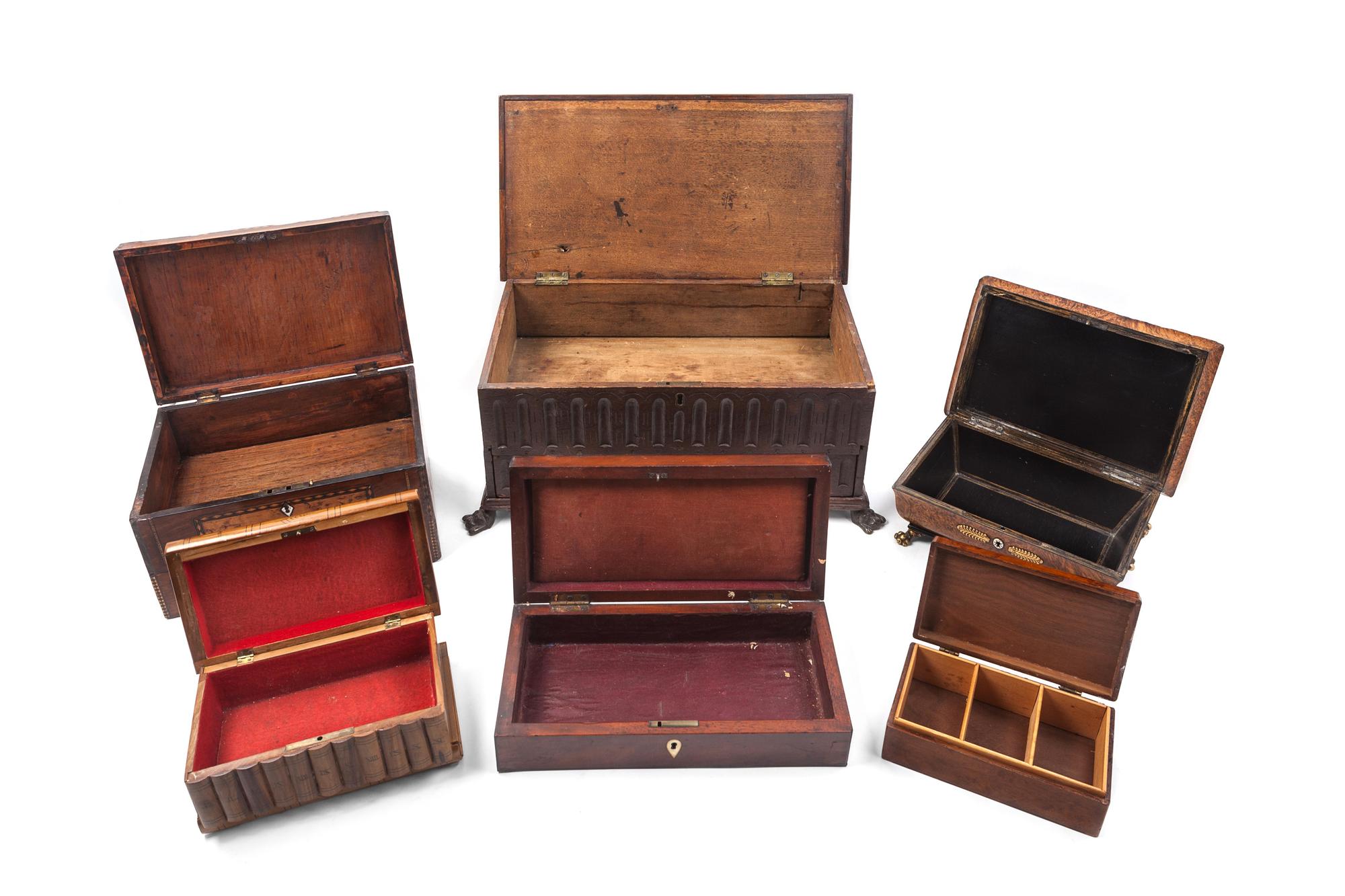A Collection of Wood Table Caskets