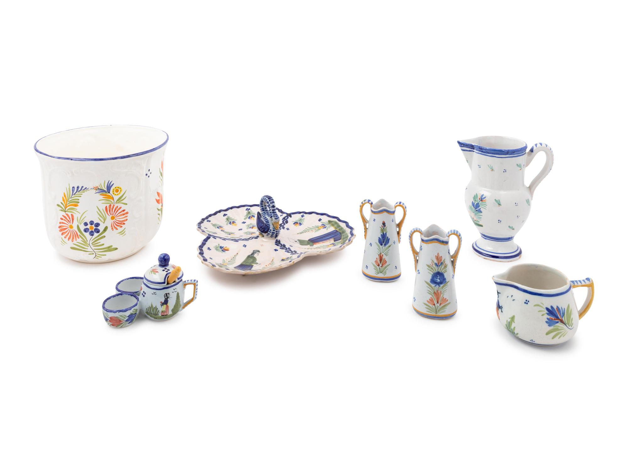 Seven Quimper Faience Table Articles — 20TH CENTURY