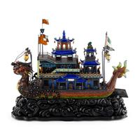 A Chinese Silver, Enamel and Hardstone Mounted Model of a Boat
