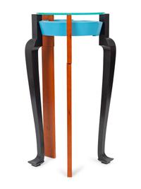 A Studio Craft Glass-Top Side Table by Michael Pierschalla (American, 20th/21st Century)