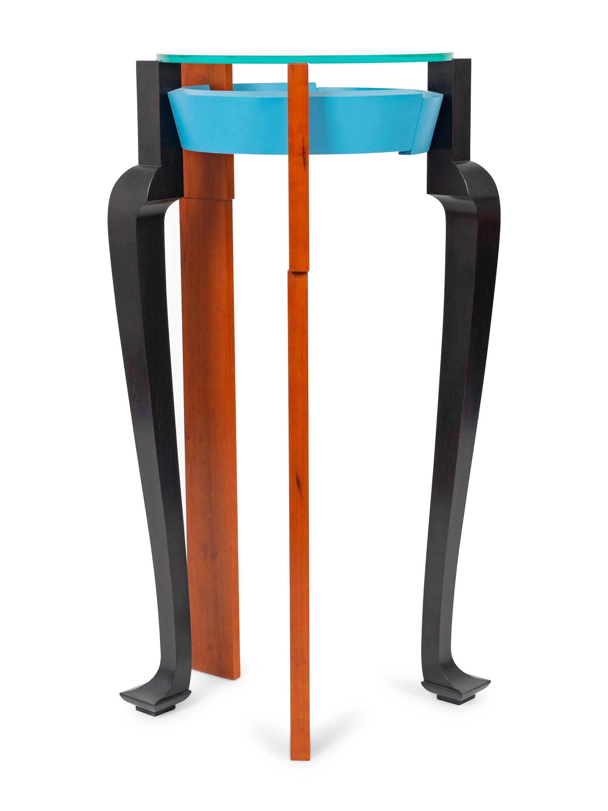 A Studio Craft Glass-Top Side Table by Michael Pierschalla (American, 20th/21st Century)