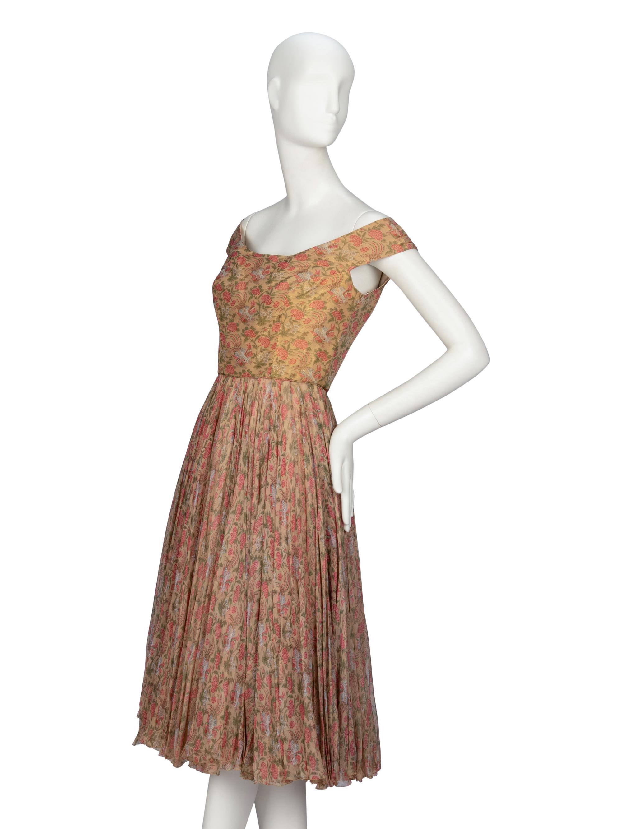 Galanos, Floral Chiffon Dress