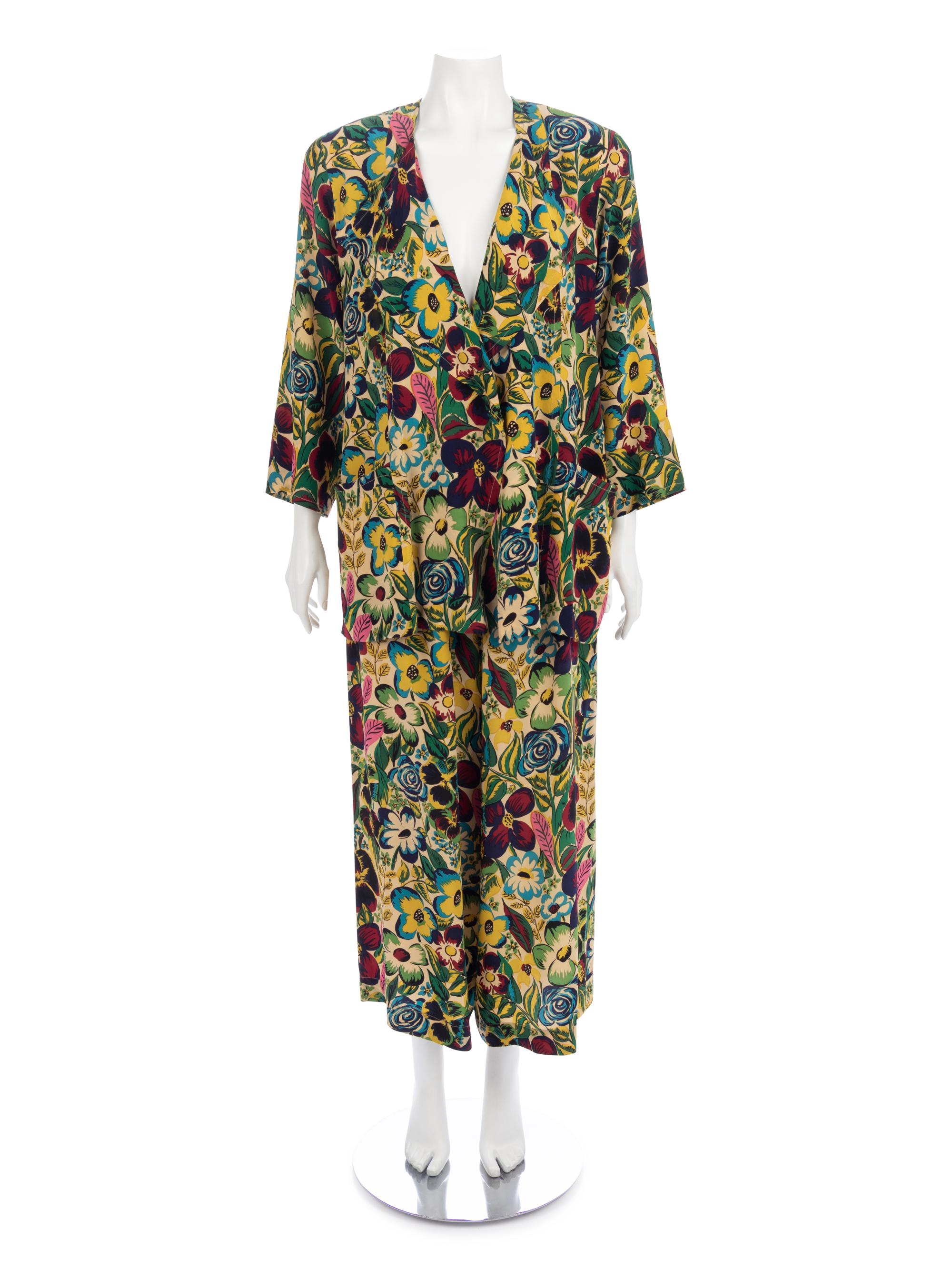 Four Jean Muir Floral Pant Ensembles, 1980-90s