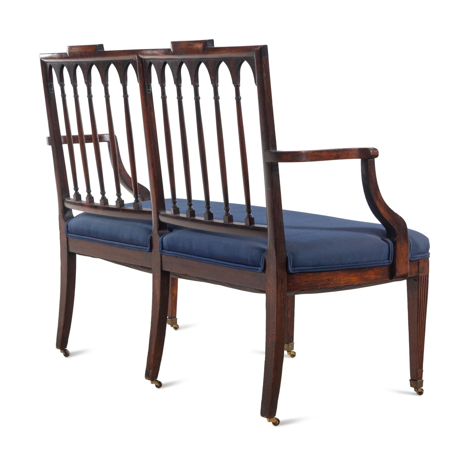 A Rare Federal Carved Mahogany Double Chair Back Settee