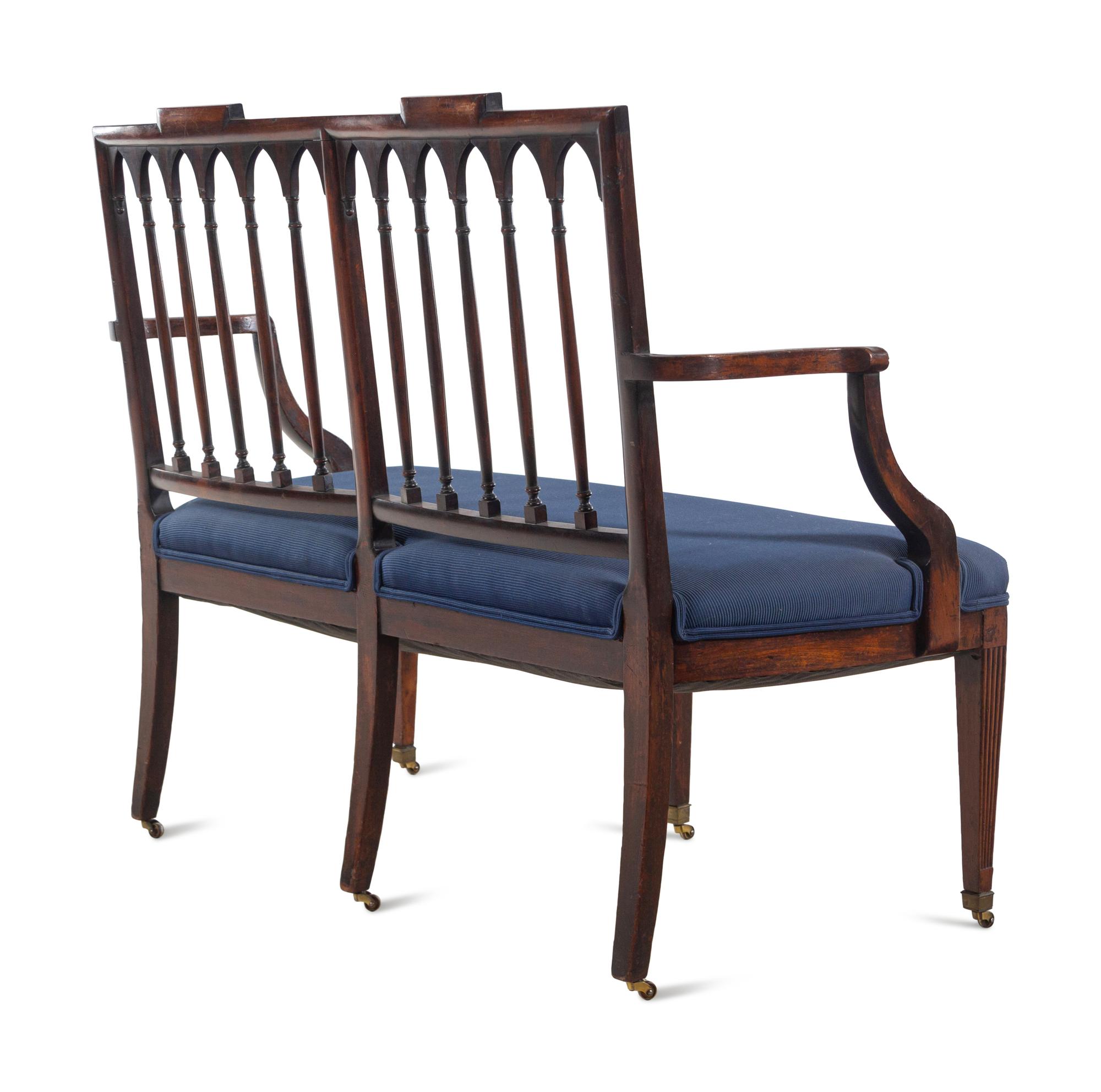 A Rare Federal Carved Mahogany Double Chair Back Settee