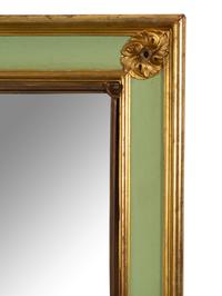 A Pair of Large Multi-Paned Mirrors in Painted Parcel Gilt Frames