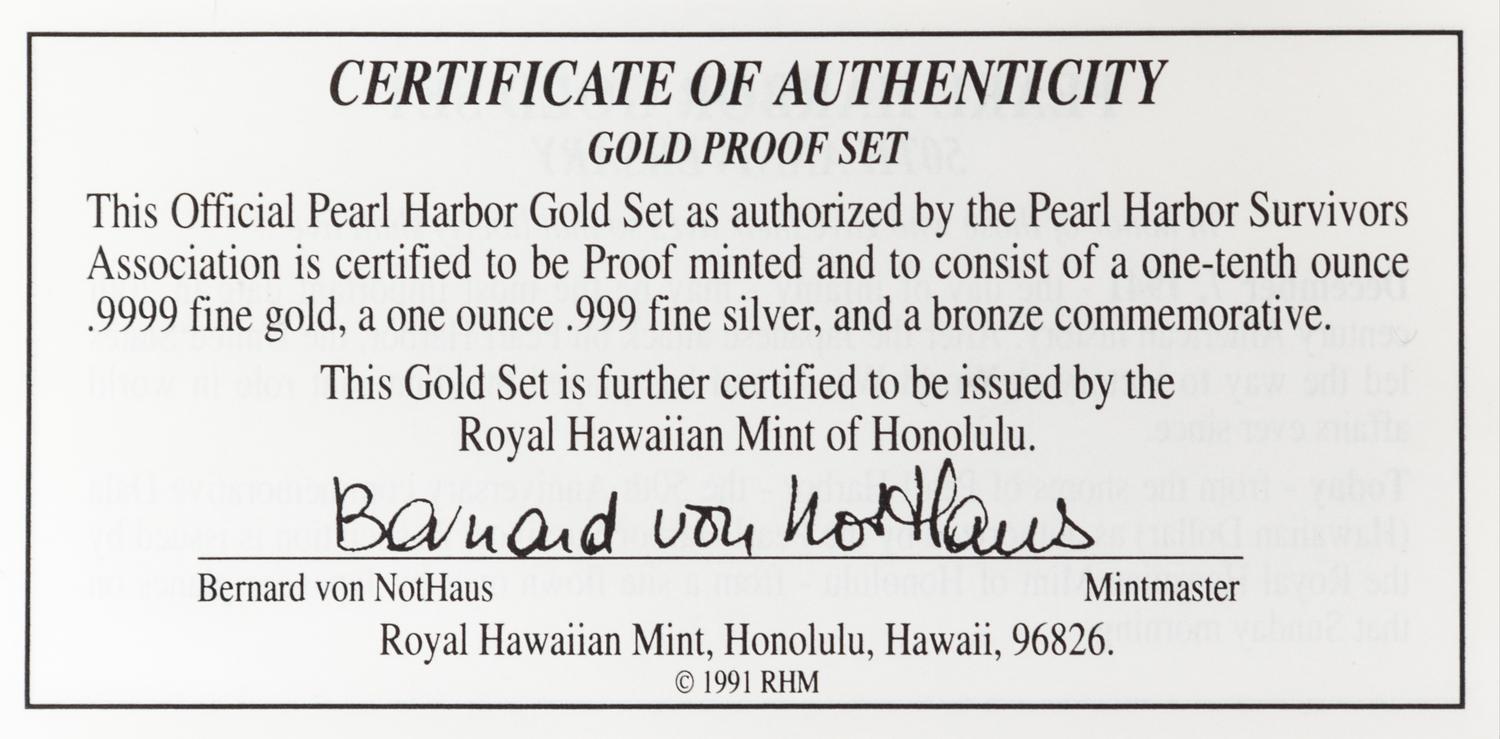 Royal Hawaiian Mint (1991), Pearl Harbor Anniversary Proof Set — Pearl Harbor 50th Anniversary Proof Set