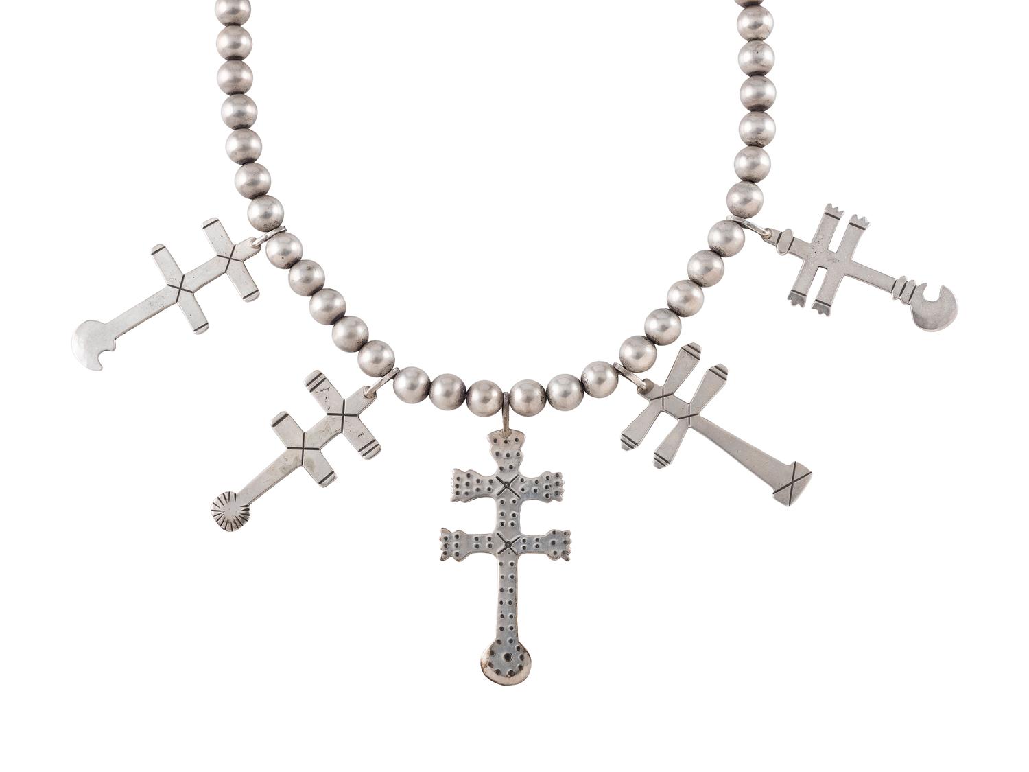 Silver Double Cross Necklace