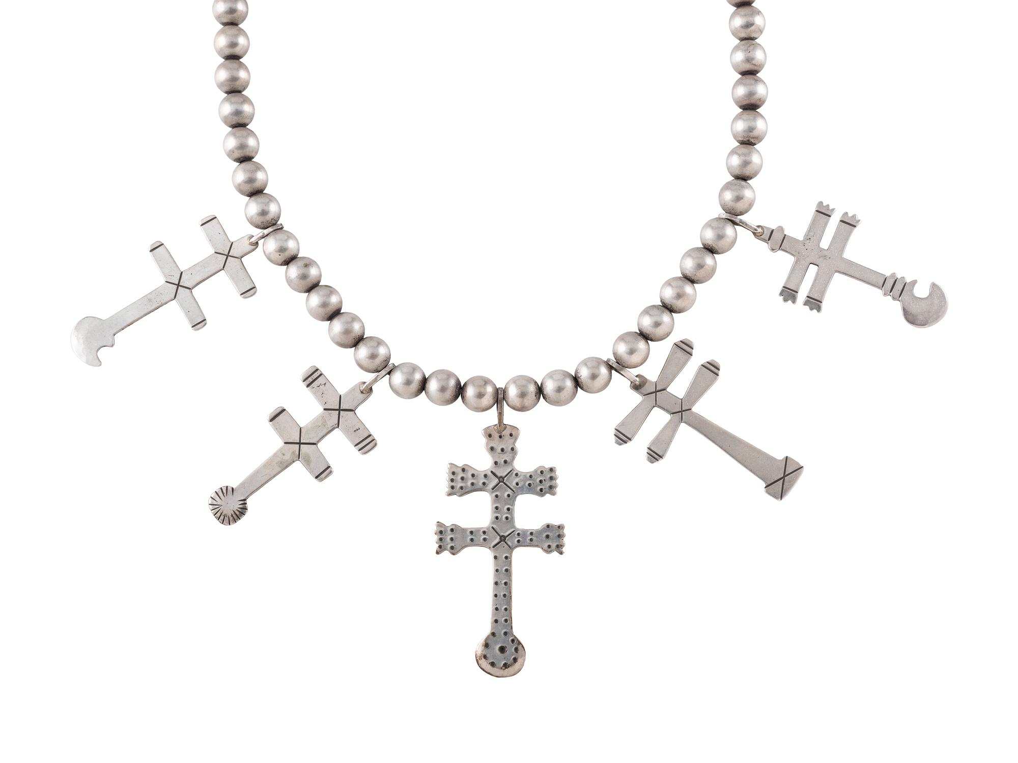 Silver Double Cross Necklace