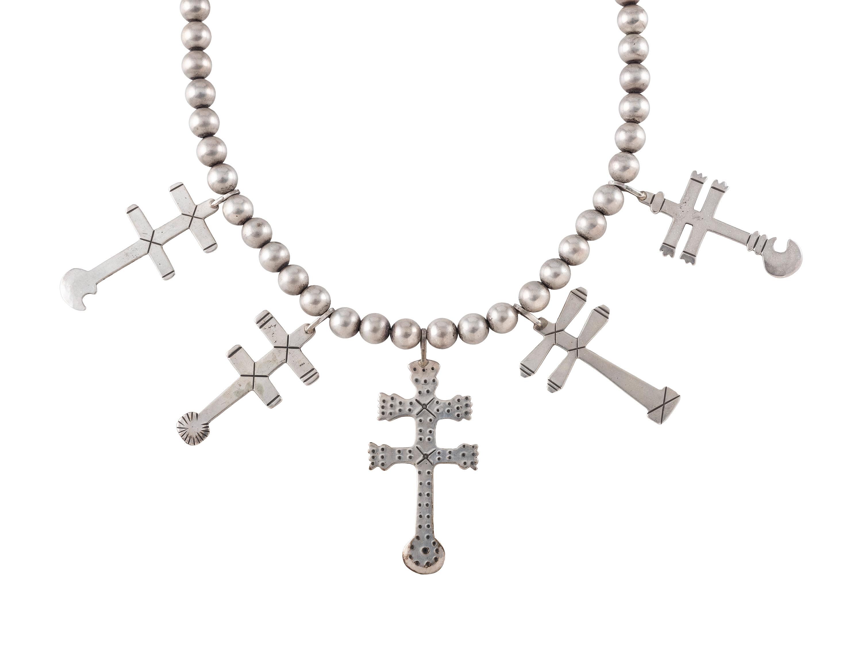 Silver Double Cross Necklace