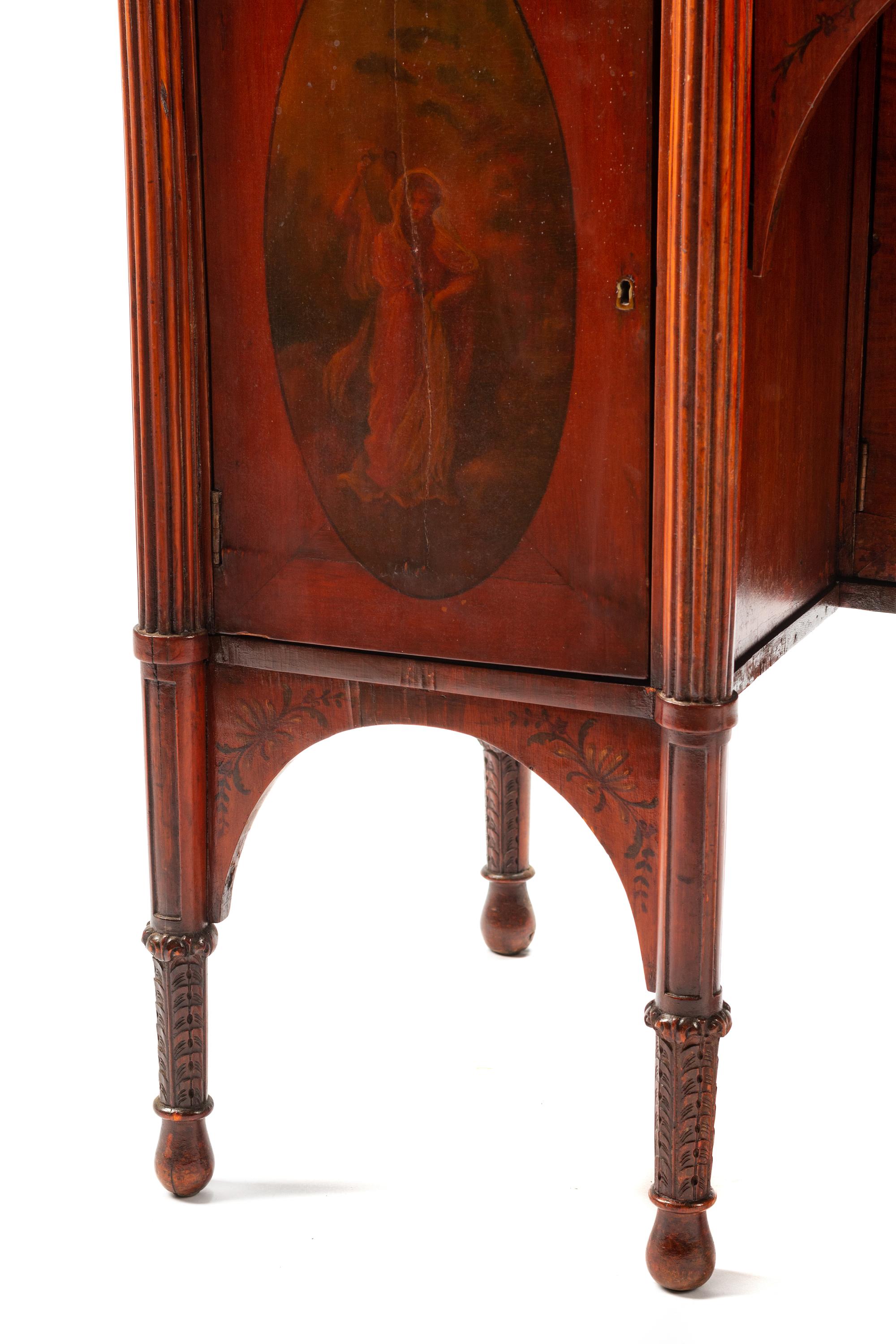 An Edwardian Painted Satinwood Vitrine Cabinet