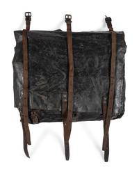 Early Civil War tarred canvas knapsack. [Ca 1861].
