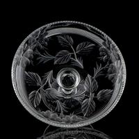 A Tuthill Cut Glass Compote with Wild Roses