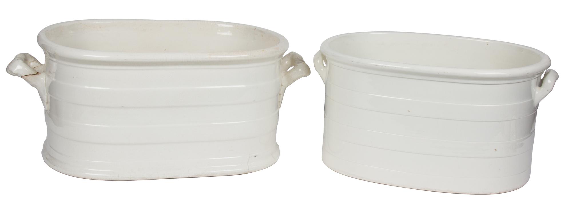 Two English White Ironstone Footbaths Length of longer 23 inches. — 19TH CENTURY