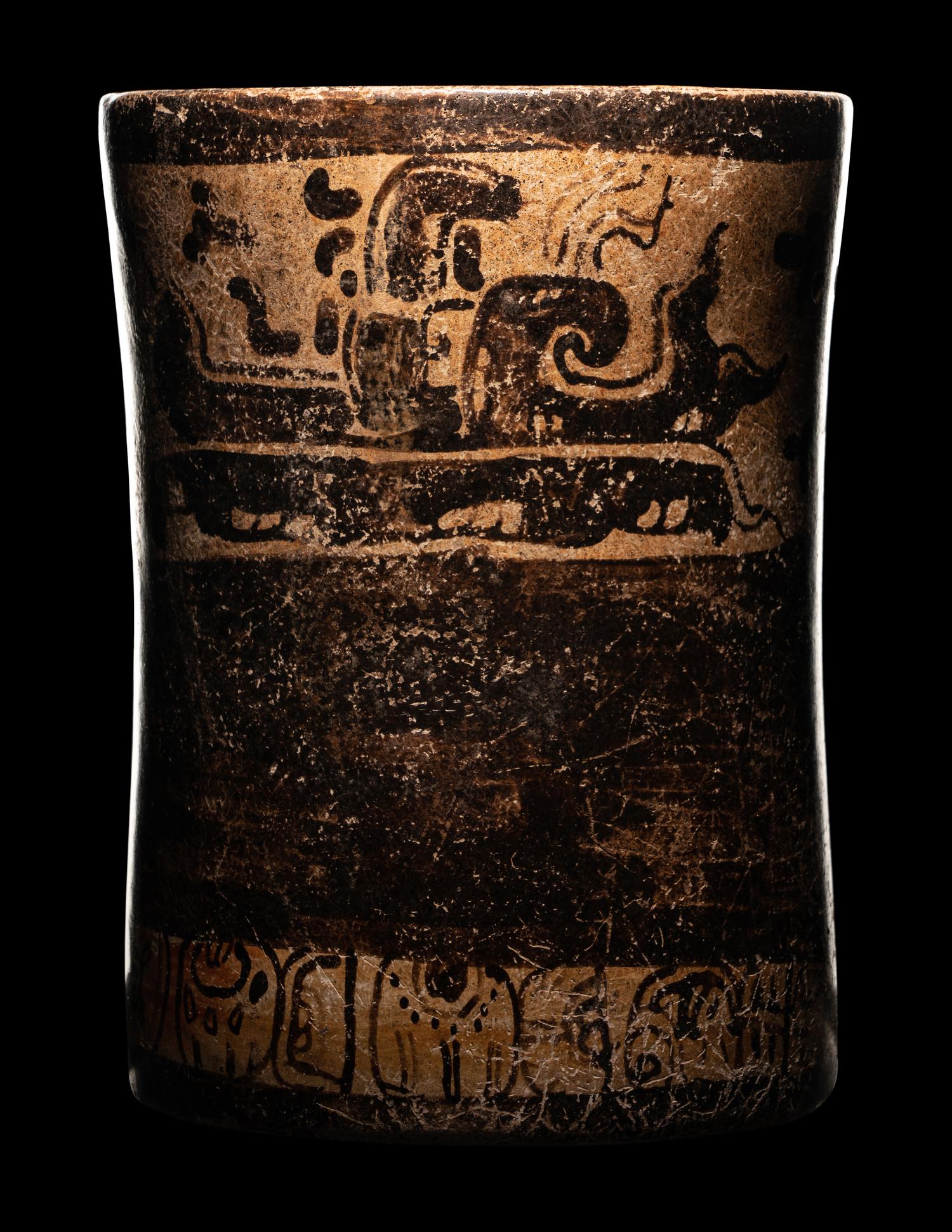A Maya Polychrome Cylinder Vessel