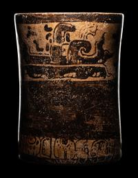 A Maya Polychrome Cylinder Vessel
