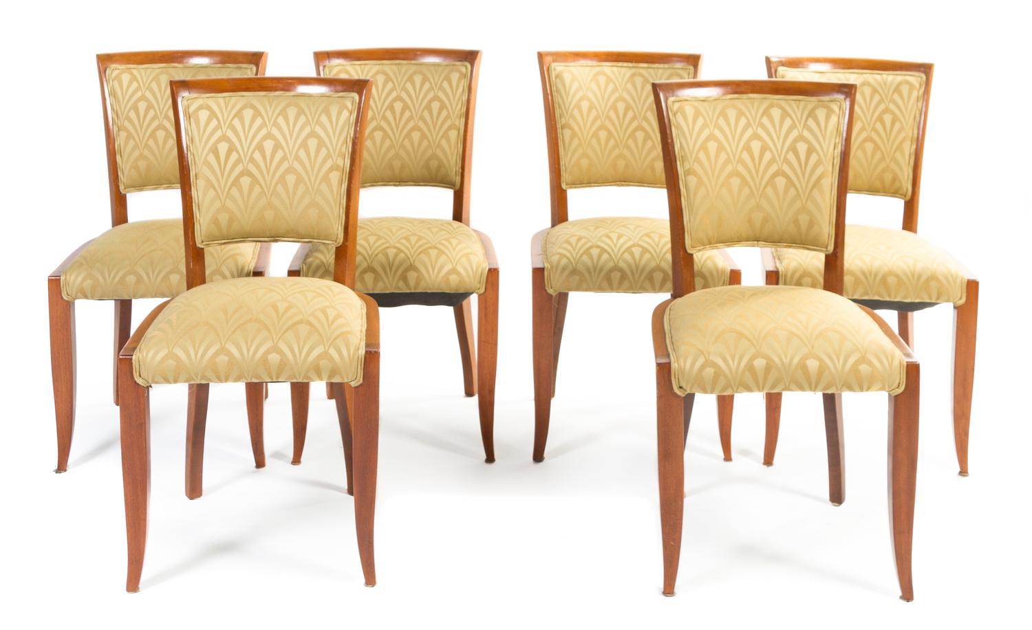 A Set of Six Art Deco Style Side Chairs Height 33 Inches.