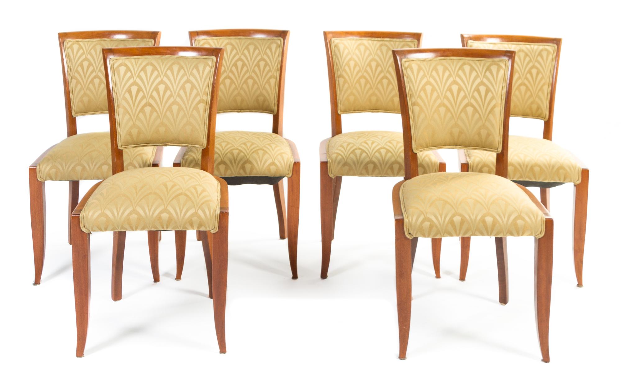A Set of Six Art Deco Style Side Chairs Height 33 Inches.