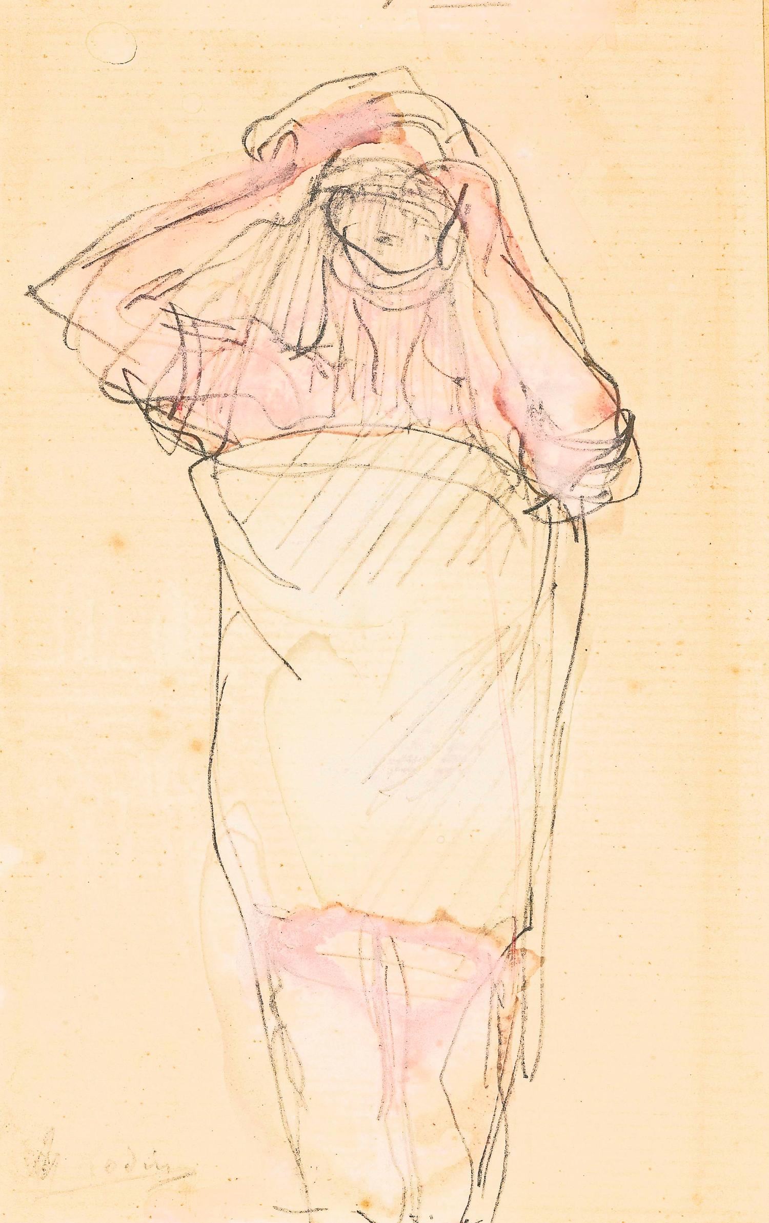 Femme Nue Debout, Passant un Vêtement , circa 1890-95