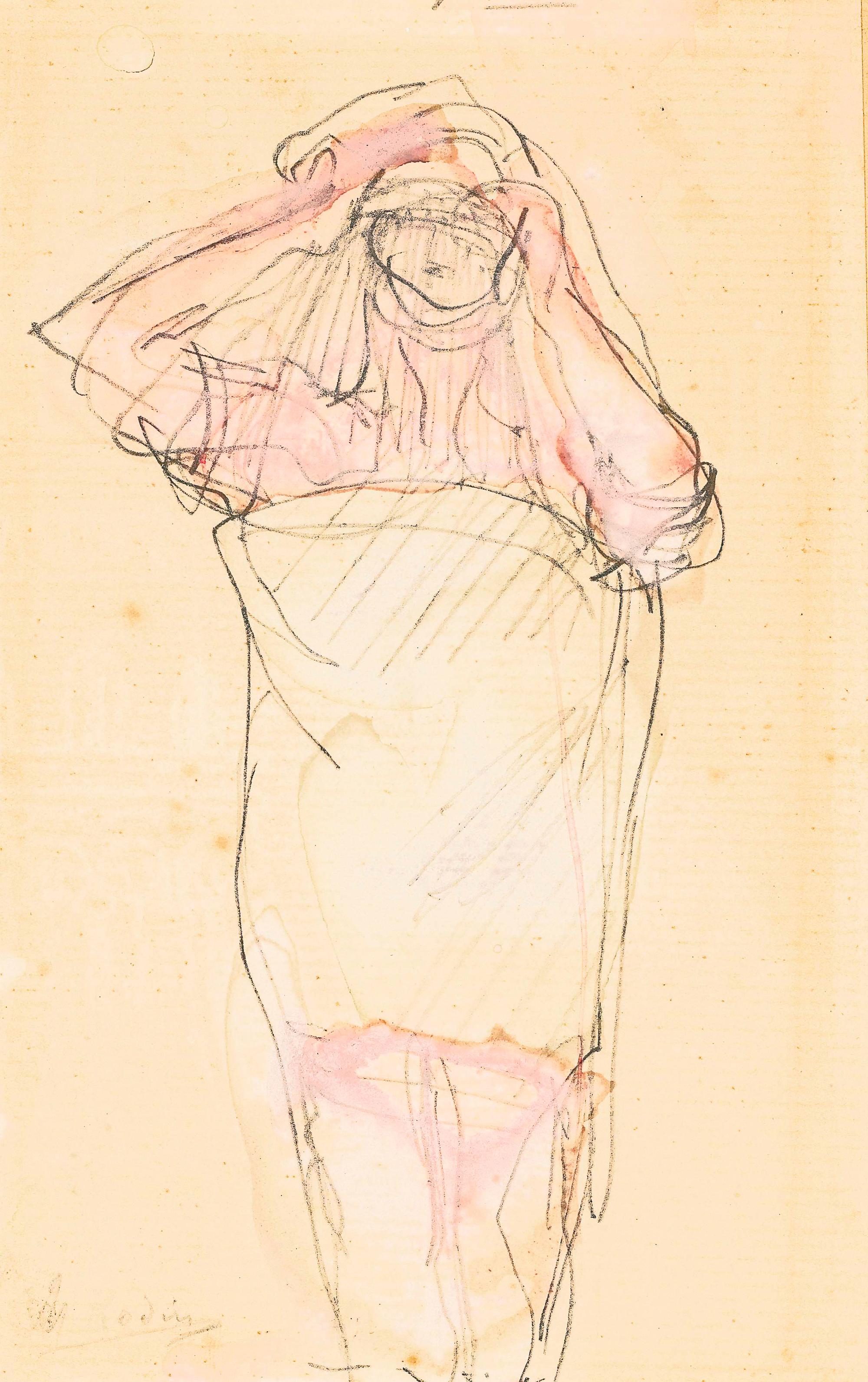 Femme Nue Debout, Passant un Vêtement , circa 1890-95