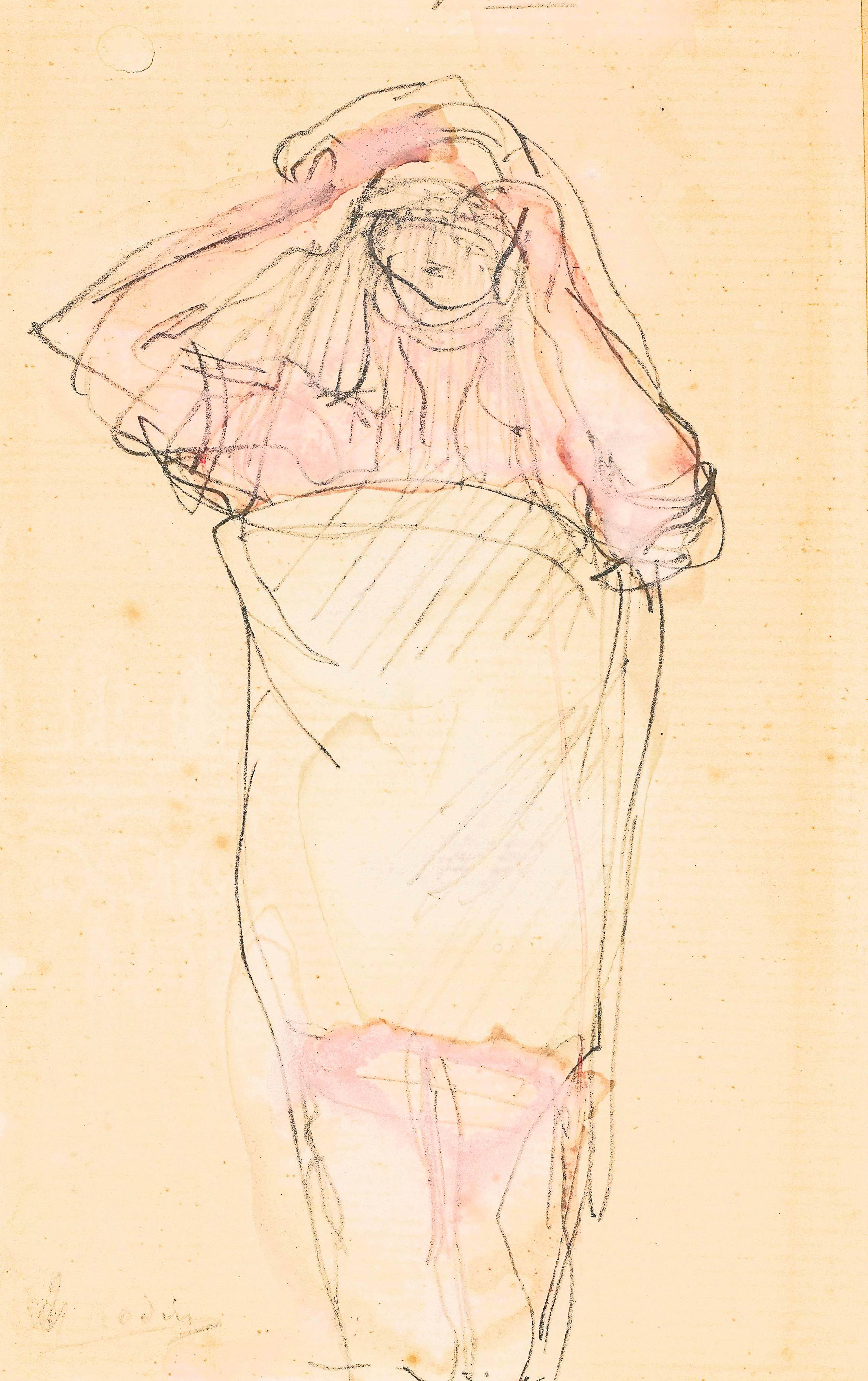 Femme Nue Debout, Passant un Vêtement , circa 1890-95