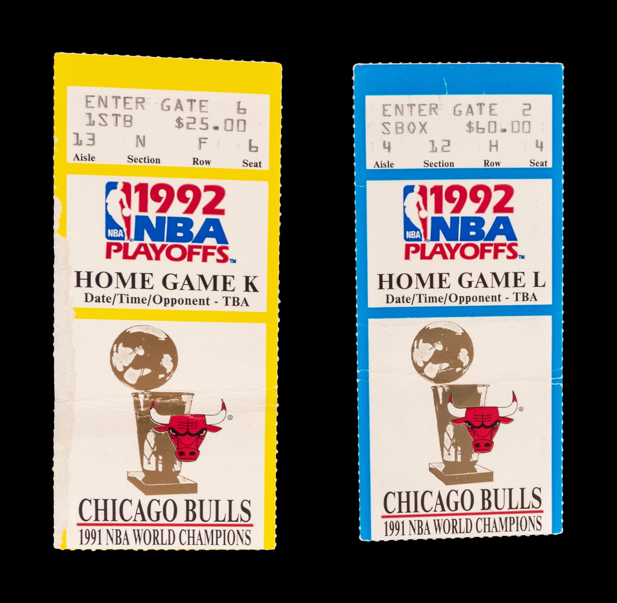 A Group of 1992 Chicago Bulls vs. Portland Trail Blazers NBA Finals Ticket Stubs Including Michael Jordan The Shrug Game