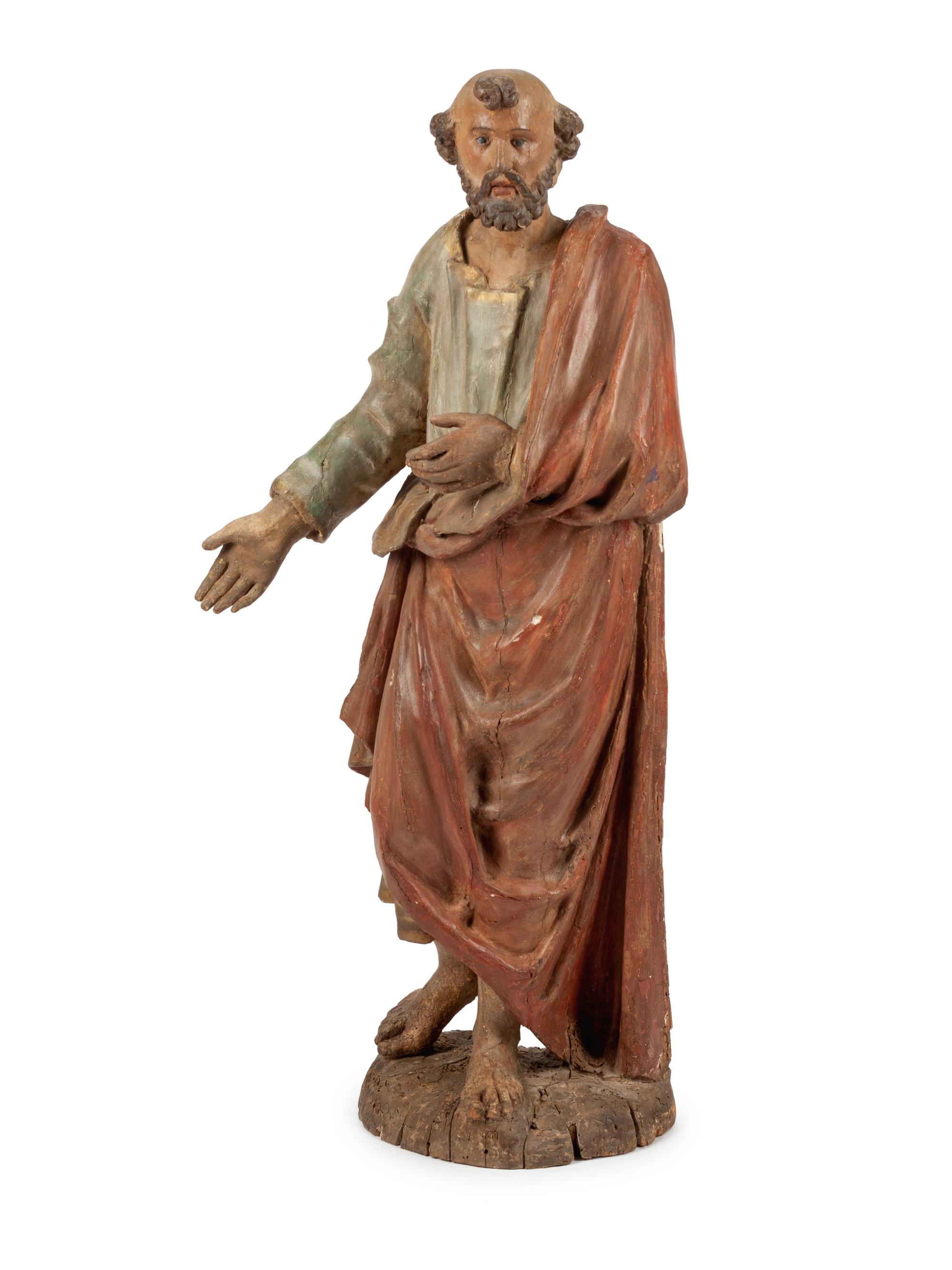 An Italian Polychromed Figure of a Saint