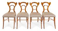 A Set of Four Biedermeier Marquetry Chairs Height 35 inches. — LATE 19TH/EARLY 20TH CENTURY