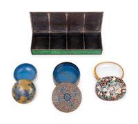Four Chinese Enamel on Metal Covered Boxes