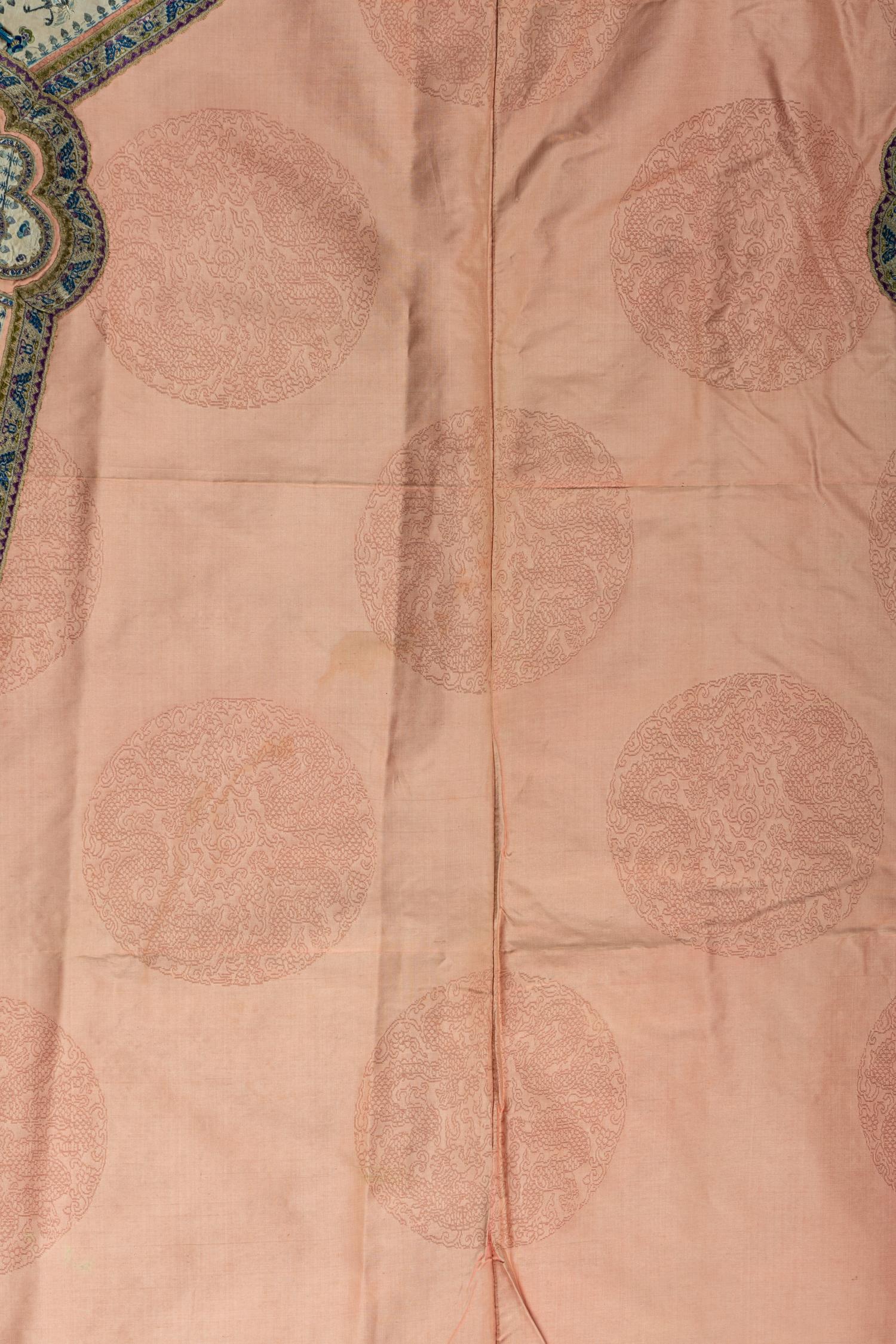 A Chinese Peach Ground Silk Lady's Robe