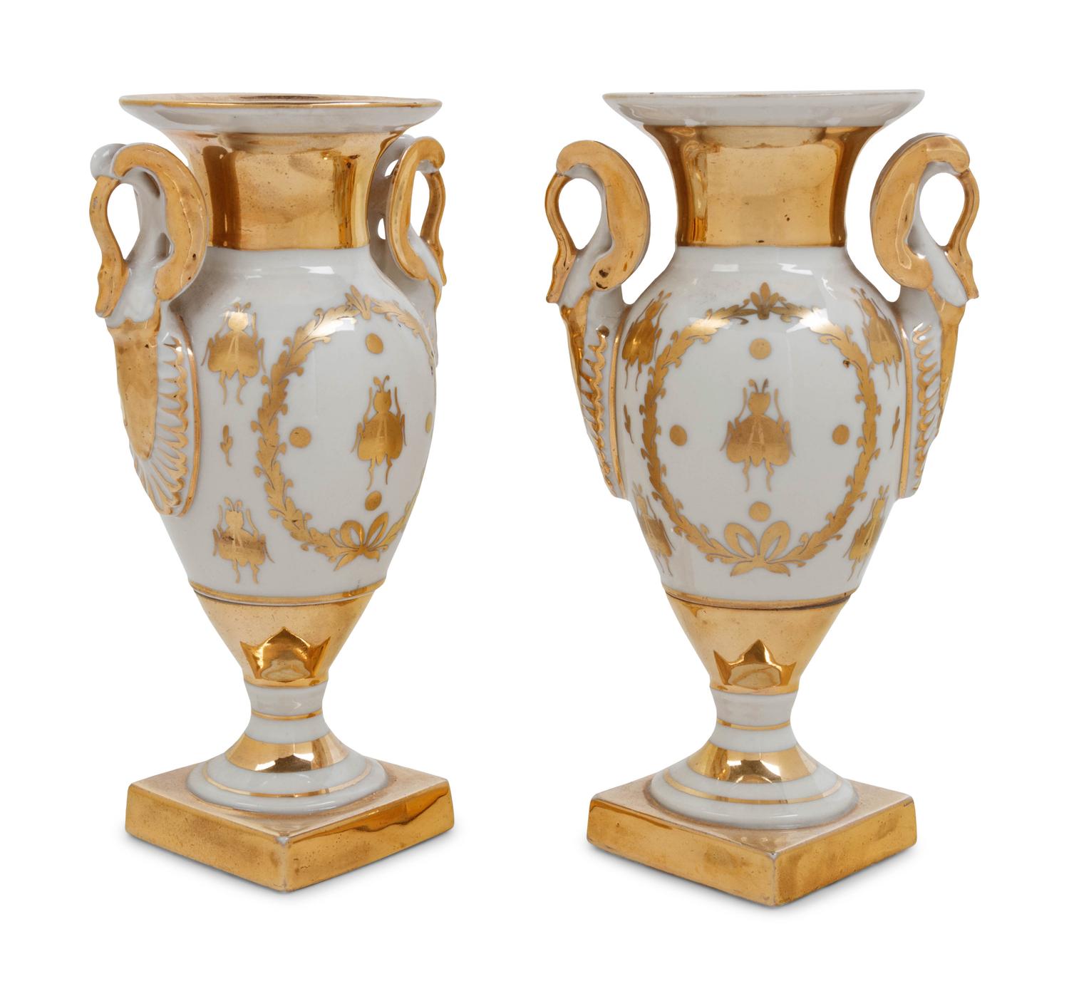 A Pair of Capodimonte Porcelain Urns