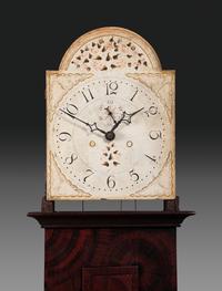 A Grain Paint Decorated Tall Case Clock