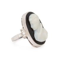 CAMEO AND DIAMOND RING