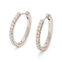White Gold and Diamond Oval Hoop Earrings
