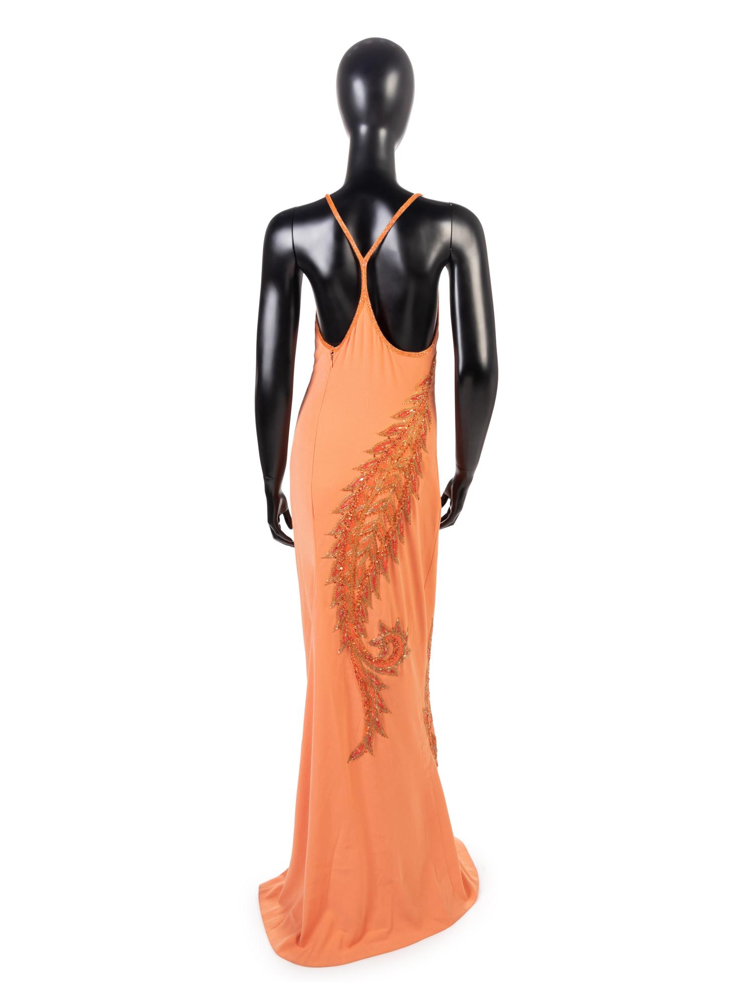 Bob Mackie Orange Beaded Dress with Headpiece